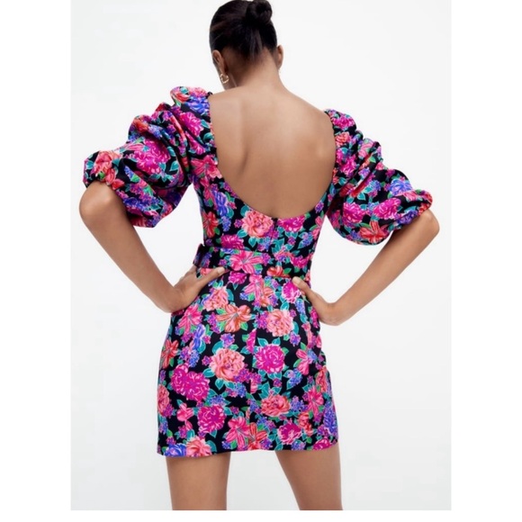 Zara Floral Mini Dress - Picture 3 of 5